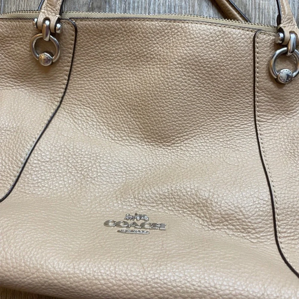 Coach Kacey Satchel‎ Taupe Pebble Leather Handbag Purse 05229 Crossbody Shoulder - Picture 6 of 9